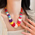 Vibrant multi-colored flat disc bead necklace for summer resort and boho style outfits - #8 Necklace - Colorful