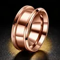 Polished rose gold stainless steel ring with an elegant double grooved wide band design - US 7 / Rose Gold