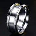 Two-tone silver and gold stainless steel ring for men with minimalist grooved design - Steel