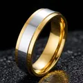Bague moderne bicolore en acier inoxydable or et argent pour hommes, image variante SKU - Style Bicolore Or-Acier (6mm)