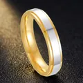 Bague haut de gamme bicolore or et argent en acier inoxydable pour homme avec fini poli - Style Bicolore Or-Acier (4mm)