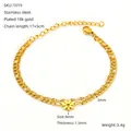 Double-layer stainless steel bracelet featuring 18k gold plating and a flower charm - 18K Gold / Gold