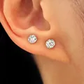 Minimalist Shamballa pave crystal ball stud earrings with a secure screw back design - Style 17 / 2 Pieces (0.5+0.6cm) / Silver