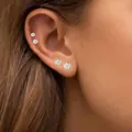 Sparkling Shamballa full diamond ball screw back earrings in a silver-tone finish - Style 18 / 4 Pieces (0.3+0.4+0.5+0.6cm) / Silver