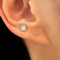 Sparkling Shamballa style full crystal pavé ball stud earrings for women in silver - Style 4045 / 1 Piece (0.5cm Ball) / Steel