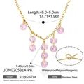 Gold stainless steel necklace with pink zircon pendants for women size information - Pink Zirconia Fork Tassel Necklace (JDN0205314-PK)