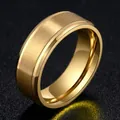 Elegant gold stainless steel men's ring featuring a brushed top and polished beveled edges - Gold