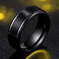 Sleek men's black stainless steel ring featuring a premium brushed finish and polished edges - Black