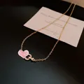 Elegant gold necklace with zircon U-shaped buckle pendant for women - Gold