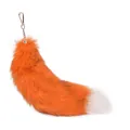 Premium real fox fur tail keychain in vibrant orange with a fluffy white tip for bags - Orange and White / 40CM