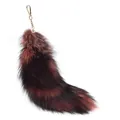 Large striped fox fur tail keychain bag charm accessory in brown and black - Black Fox Pink / 40CM
