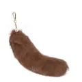 Large fluffy brown real fox tail fur keychain accessory with golden metal lobster clasp - Blue Fox Brown / 40CM