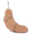 Large fluffy real fox fur tail keychain pendant in silver blue for women's handbags - Blue Fox Light Brown / 40CM