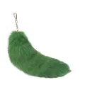 Large green fox fur tail keychain, soft real fur bag accessory for women's handbag. - Orchid Foxgrass Green / 40CM
