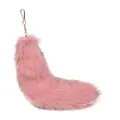 Large pink fluffy real fox fur tail keychain with gold metal clasp for bags and keys - Orchid Fox Meat Powder / 40CM