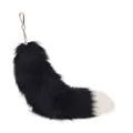Elegant black and white fluffy fox fur tail keychain pendant for designer bags - Black & White / 40CM