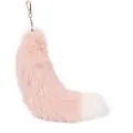 Extra large fluffy pink fox fur tail bag charm featuring white tip and gold metal keychain - Pink and White / 40CM