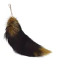 Large real fox fur tail keychain in black and brown for bag and car key accessories - Black Fox Yellow / 40CM