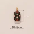 Böhmischer Emaille-Mondphasen- und botanischer Blattanhänger aus Kupfer für DIY-Schmuck - Nr.6 Quadratisches Gras (Doppelseitiger Druck)
