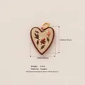 Bemalter herzförmiger Kupferanhänger mit herbstlichem Blattdesign und 14K Goldauflage - Nr.9 Herz (Doppelseitiger Druck)