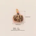 Handbemalter Emaille-Kürbis-Anhänger in Rosa und Braun, Kupfer, Größe 16 mm x 15 mm - Nr.15 Kürbis (Doppelseitiger Druck)