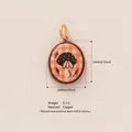 Dainty copper mushroom pendant charm with orange checkered pattern and size details - Pendant Only (No Chain) / Oval Mushroom