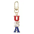 Sparkling patriotic USA letter keychain featuring red white and blue rhinestones for bag charms - Mdk013-1-gold