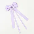 Pince à cheveux élégante en satin violet avec nœud et longs rubans pendants pour femmes - Violet