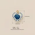 Pendaglio a cuore con conchiglia blu per collane fai da te, in rame, 17mm. - Conchiglia a Cuore