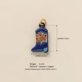 Elegante colgante de bota de vaquero de esmalte azul para joyería DIY con medidas - Estándar / Botas de Nieve Azules