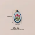 Vintage style copper oval tulip pendant for DIY necklace and jewelry making accessories - Red Flower Pendant