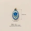 Blue enamel flower pendant charm with 23mm size and material details - Blue Flower Pendant