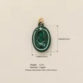 Dark green hand-painted oval pendant made of copper for DIY jewelry necklace making - Dance Shoes Pendant