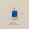 Hand-painted blue motif rectangular copper pendant DIY necklace accessory 17x11mm - Salted Fish Pendant