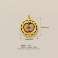 Apple pendant charm in copper and brass, 20mm x 21mm with size and weight info. - Large Apple Pendant