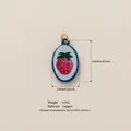 Hand-painted pink strawberry copper pendant accessory for custom DIY jewelry making - No.4 Strawberry Pendant