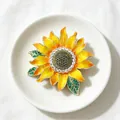 Elegant sunflower enamel brooch pin with sparkling crystals for women fashion accessory - Emerald Butterfly Style