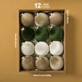 Set of 12 premium flocked velvet Christmas ball ornaments in assorted colors for tree decor - Xm0045s-6-12pcs Forest Color Series