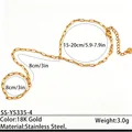 Gold stainless steel hand back chain bracelet with finger ring and measurements. - Thin Beaded Chain Style (SS-YS335-4) / 1 Piece / Gold