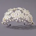 Elegant handmade headband with white acrylic flowers and pearls for party hair styling - Pearl Flower Versatile Headband Ts-j3183