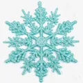 Cyan 10cm plastic snowflake ornament with glitter finish for Christmas tree decoration - 10CM-6g (With Rope) / Teal Blue
