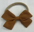 Comoda fascia per neonati con fiocco in lino marrone e cinturino in nylon elastico - 53