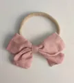 Fascia per neonati con fiocco in cotone e lino rosa ed elastico in nylon senza cuciture - 09T