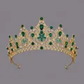 Lussuosa corona da sposa in strass verde smeraldo e cristallo, finitura oro SKU - Corona Di Lusso Versatile Green Diamond Ts-j3246ggreen
