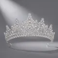 Tiara da sposa di lusso con strass corona d'argento per matrimoni e feste capelli - Corona Versatile Di Lusso Color Argento Ts-j3246s