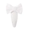 White embroidered bow hair clip with scalloped edges for children - Daisy Embroidered Style (41) / White