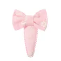 Cute pink children's bow hair clip featuring delicate white floral embroidery and wavy edges - Pink Embroidered Flower Style (44) / Pink
