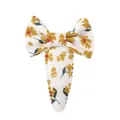Children's yellow floral bow snap hair clip with white scalloped edge - Yellow Ditsy Floral Style (46) / Yellow Floral