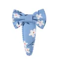 Children's light blue floral bow hair clip with decorative wavy edge for girls - Blue Floral Scalloped Style (47) / Light Blue Floral