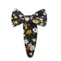 Children's floral bow BB hair clip with black fabric and yellow-white daisy pattern - Black Floral Style (50) / Black Floral
